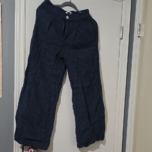 Dark Blue Wide-Leg Pants